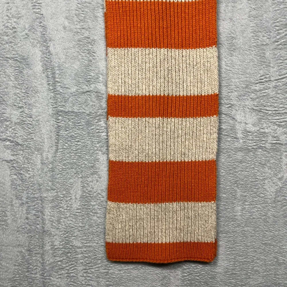 Vintage Y2K Gap Scarf Orange Oatmeal Striped 100% Lambswool Ribbed Knit Winter